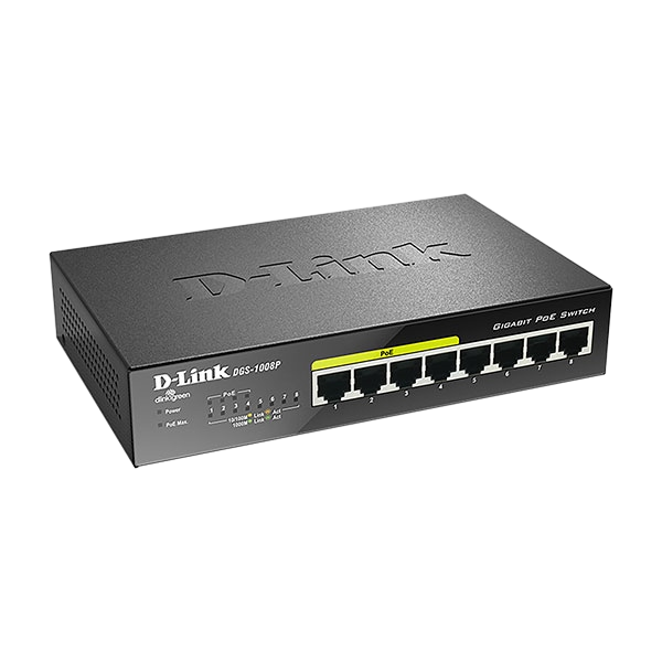 DLink DGS1008p 4 Puertos 4 Puertos POE Gigabit Switch DLink DGS1008p 4 Puertos 4 Puertos POE Gigabit Switch