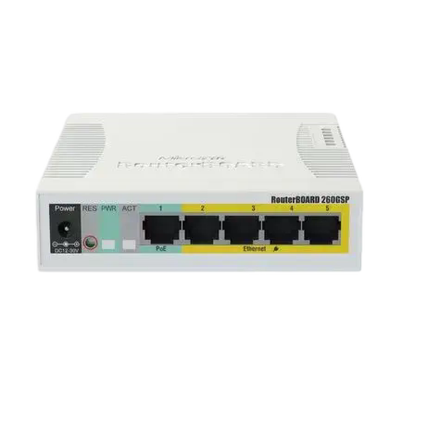 MikroTik RB260GSP Switch 5xGbE 4xPoE 1xSFP SwOS MikroTik RB260GSP Switch 5xGbE 4xPoE 1xSFP SwOS