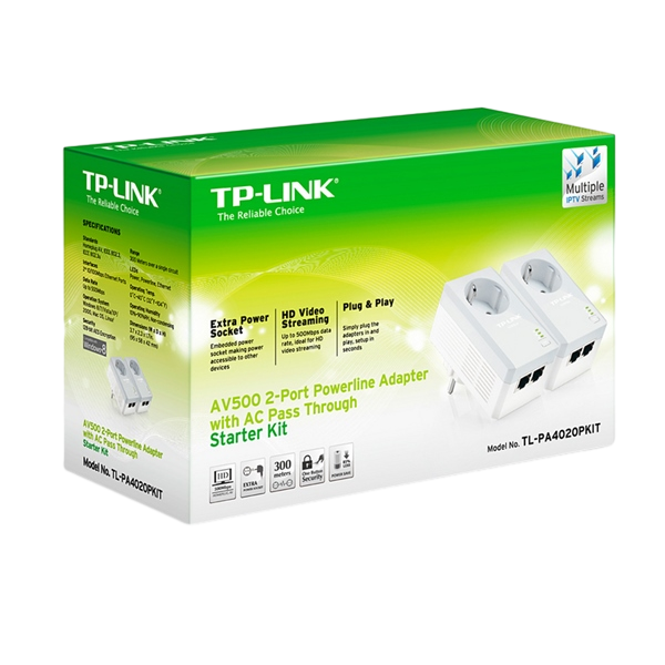 TPLink TLPA4020P KIT AV600 2xLan  PLC TPLink TLPA4020P KIT AV600 2xLan  PLC