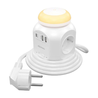 Aisens ASPS2A1CLPQ02W  4 Tomas  1xUSBC 20W PD30  2xUSBA 18W QC30  Luz Nocturna  18M Blanco  Regleta de Enchufes Sobremesa Multifunción