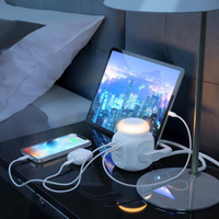 Aisens ASPS2A1CLPQ02W  4 Tomas  1xUSBC 20W PD30  2xUSBA 18W QC30  Luz Nocturna  18M Blanco  Regleta de Enchufes Sobremesa Multifunción