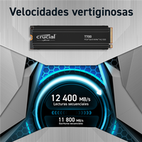 Crucial T700 M2 4TB NVMe Gen5 PCIe 50 con disipador Disco duro SSD Crucial T700 M2 4TB NVMe Gen5 PCIe 50 con disipador Disco duro SSD