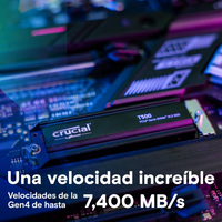 Crucial T500 1TB SSD M2 NVMe Gen4 Con disipador térmico Crucial T500 1TB SSD M2 NVMe Gen4 Con disipador térmico