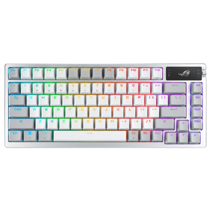 ASUS ROG Azoth Moonlight White 75 Teclado mecánico Inalámbrico Switches ROG NX Snow Hotswappable Pantalla OLED Gasket Mount PBT DoubleShot ASUS ROG Azoth Moonlight White 75 Teclado mecánico Inalámbrico Switches ROG NX Snow Hotswappable Pantalla OLED Gasket Mount PBT DoubleShot