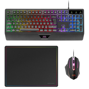Mars Gaming MCP124 Combo 3 en 1 Teclado Ergonómico RGB Ratón Gaming Alfombrilla Pack Gaming Teclado Ratón y Alfombrilla Mars Gaming MCP124 Combo 3 en 1 Teclado Ergonómico RGB Ratón Gaming Alfombrilla Pack Gaming Teclado Ratón y Alfombrilla