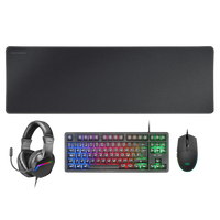 Mars Gaming MCP-RGB3 | Combo 4 en 1 Teclado TKL H-Mech RED + Ratón Gaming RGB + Alfombrilla XXL + Auriculares RGB | Pack Gaming Periféricos