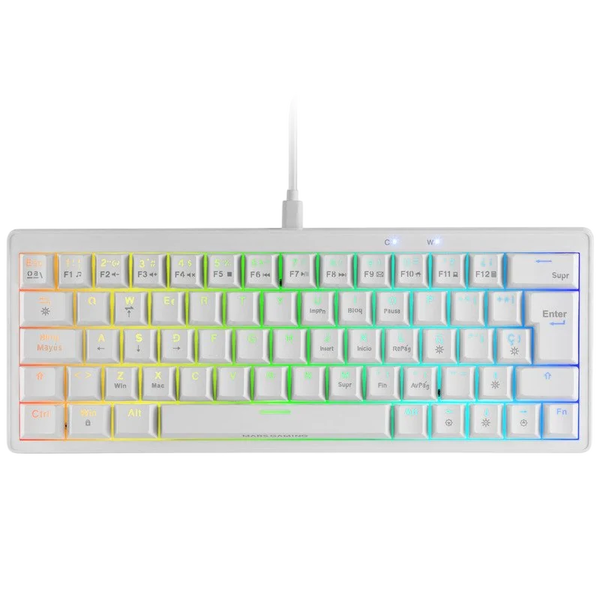 Mars Gaming MKMINIPRO Compact Blanco  Teclado mecánico 60 Switch Brown RGB HotSwappable Antighosting Mars Gaming MKMINIPRO Compact Blanco  Teclado mecánico 60 Switch Brown RGB HotSwappable Antighosting