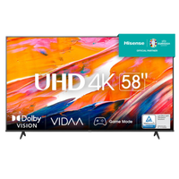 HISENSE 58 TV 4K 58A6K VIDAA Smart TV Dolby Vision Alexa integrado VIDAA Voice DVBT2 H265 HISENSE 58 TV 4K 58A6K VIDAA Smart TV Dolby Vision Alexa integrado VIDAA Voice DVBT2 H265