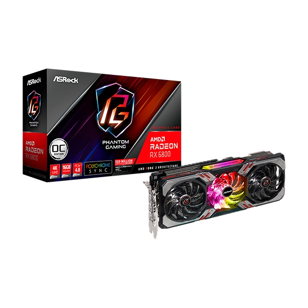 Asrock Radeon RX6800 OC Phantom Gaming D 16GB GDDR6 Tarjeta Gráfica AMD Asrock Radeon RX6800 OC Phantom Gaming D 16GB GDDR6 Tarjeta Gráfica AMD
