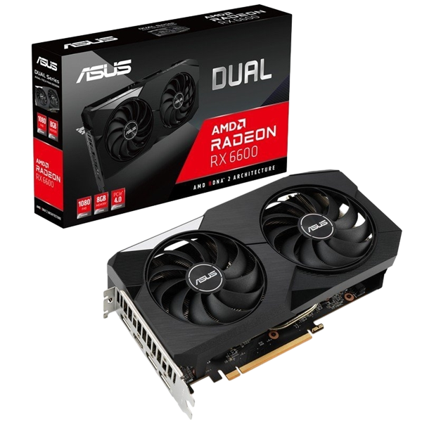 Asus Dual Radeon RX6600 8GB GDDR6 Tarjeta Gráfica AMD Asus Dual Radeon RX6600 8GB GDDR6 Tarjeta Gráfica AMD