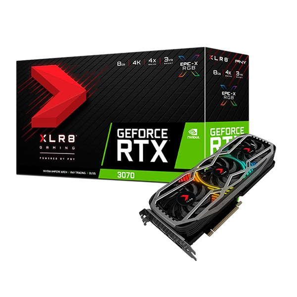 PNY GeForce RTX3070 XLR8 Gaming EpicX RGB 8GB GDDR6 Gráfica PNY GeForce RTX3070 XLR8 Gaming EpicX RGB 8GB GDDR6 Gráfica