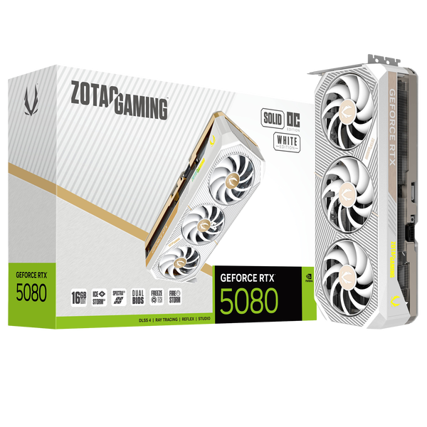Zotac GeForce RTX 5080 Solid OC 16GB GDDR7 DLSS4 Blanca Tarjeta Gráfica Nvidia Zotac GeForce RTX 5080 Solid OC 16GB GDDR7 DLSS4 Blanca Tarjeta Gráfica Nvidia