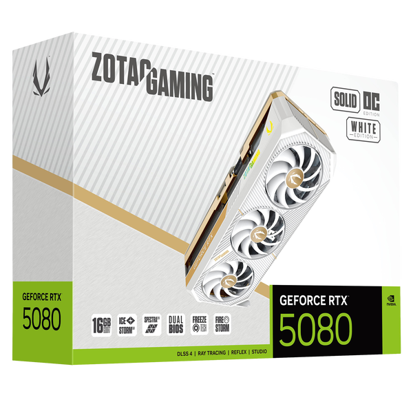 Zotac GeForce RTX 5080 Solid OC 16GB GDDR7 DLSS4 Blanca Tarjeta Gráfica Nvidia Zotac GeForce RTX 5080 Solid OC 16GB GDDR7 DLSS4 Blanca Tarjeta Gráfica Nvidia