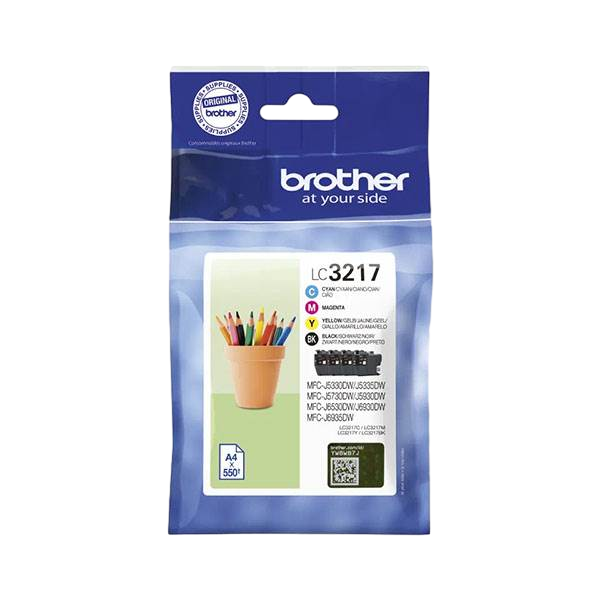 Brother Pack de 4 cartuchos de tinta LC3217VAL BKCMY hasta 550 páginas cada color Brother Pack de 4 cartuchos de tinta LC3217VAL BKCMY hasta 550 páginas cada color