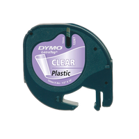 Dymo cinta plástico negro  transparente 12mm x 4m Recambio