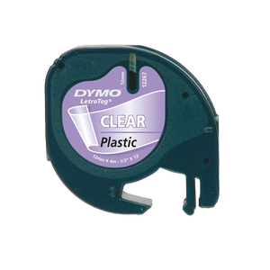 Dymo cinta plástico negro  transparente 12mm x 4m Recambio