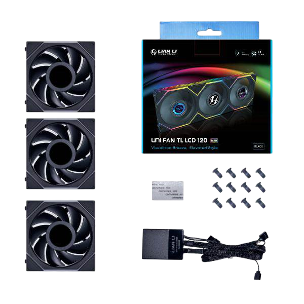 Lian Li UNI TL LCD Series Negro  Ventilador 120x120mm Pack de 3 Lian Li UNI TL LCD Series Negro  Ventilador 120x120mm Pack de 3
