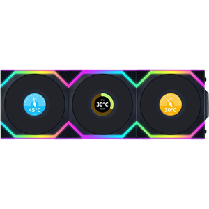 Lian Li UNI FAN SL Wireless Pantalla LCD 120 ARGB FAN Reverse Blade  Pack de 3 Ventiladores Negros