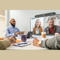 HP Poly Studio X52  Barra de vídeo Multifunción HDMI y USB Cámara 4K UHD de 20MP 4 Micrófonos y Altavoces estéreo dual