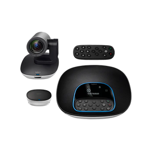 Logitech Group Cámara  Sistema de manos Libres  Hub  Mando a distancia  Para Videoconferencias en salas de reunión grandes y medianas