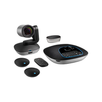 Logitech Group Cámara  Sistema de manos Libres  Hub  Mando a distancia  Para Videoconferencias en salas de reunión grandes y medianas