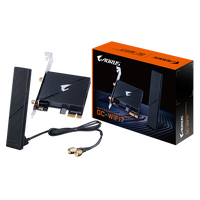 Gigabyte GCWIFI7 Tarjeta PCIe WiFi 7 Bluetooth 54 con Antena externa de alta ganancia Gigabyte GCWIFI7 Tarjeta PCIe WiFi 7 Bluetooth 54 con Antena externa de alta ganancia
